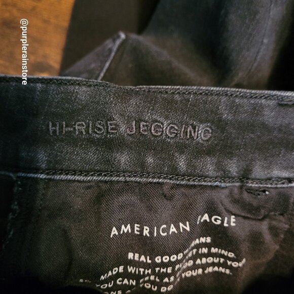 American Eagle Jeans 2 S Dream Jegging Tummy Control Black Wash Stretch Denim - Picture 6 of 13